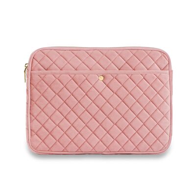 Rose Velvet Quilted Laptop Sleeve