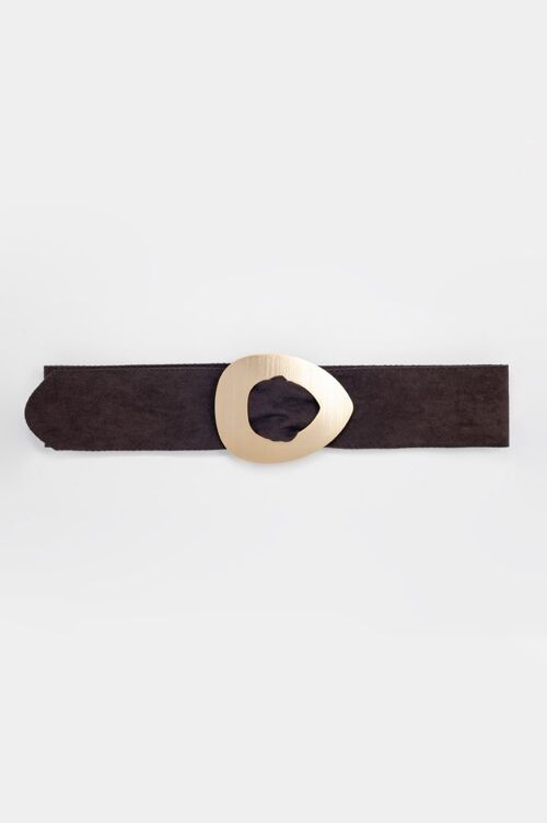 Suede buckle waist and hip belt in brown