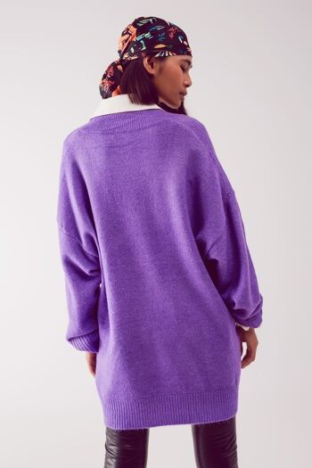 robe pull oversize à col en v violet 1