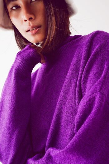 Pull col montant ultra doux violet 1