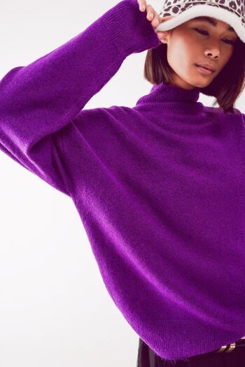 Pull col montant ultra doux violet 4