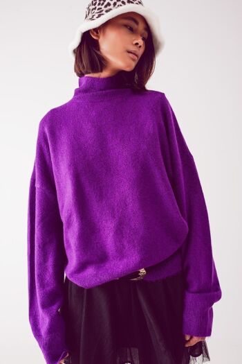Pull col montant ultra doux violet 5
