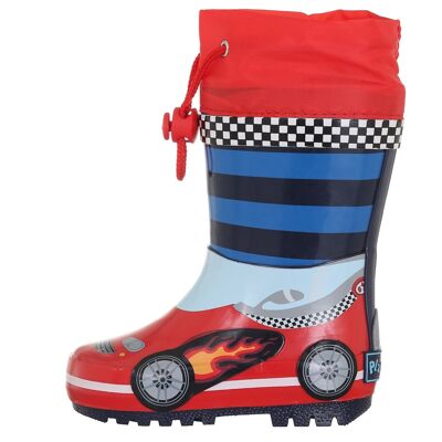 Stivali di gomma per auto da corsa - rossi / blu