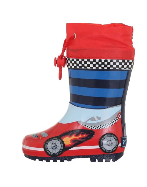 Gummistiefel Rennwagen -rot/blau