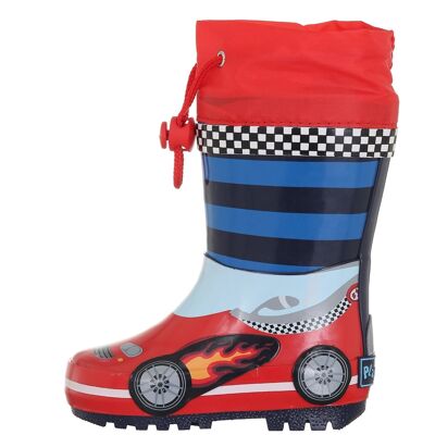 Stivali di gomma per auto da corsa - rossi / blu