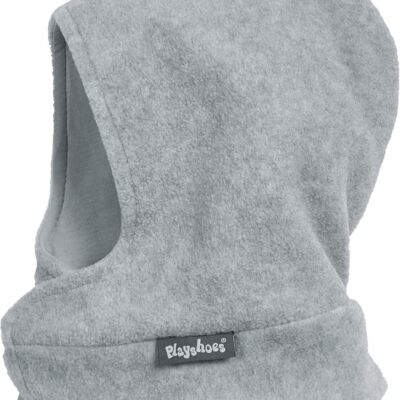 Fleece scarf hat with Velcro fastener - grey/melange