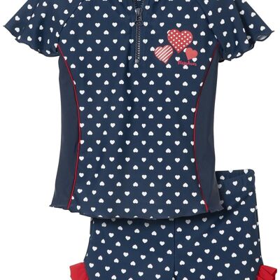 UV protection bathing set hearts -navy