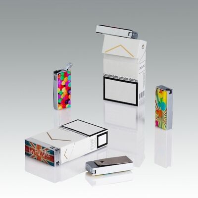 Encendedor de clip recargable "Best of" - Paquete de 48 (24 decoraciones por 2) + caja pos gratis