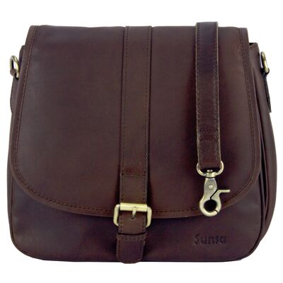 Sunsa small leather shoulder bag. brown leather bag for women / girls bag