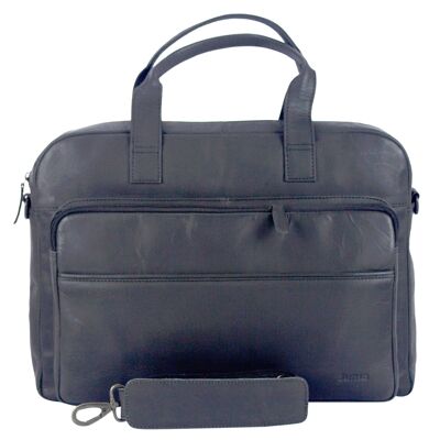 Sunsa men's leather business bag. Laptop handbag bag for 15 inch notebook/tablet. Men's shoulder bag, black