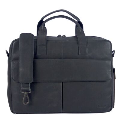Sunsa men's leather business bag. Laptop handbag bag for 14 inch notebook/tablet. Men's shoulder bag, brown