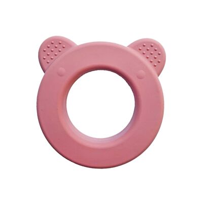 Silicone baby rattle bear dusty rose