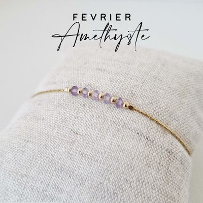 Bracelet pierre de naissance du mois de Février : Améthyste