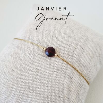 Bracelet pierre de naissance du mois de Janvier : Grenat