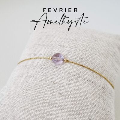 Bracelet pierre de naissance du mois de Février : Améthyste