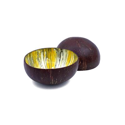 Yellow Abstract Coconut Bowl