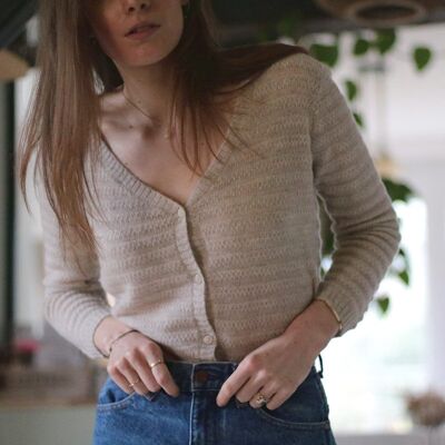 Strukturierter Cardigan aus reinem Kaschmir Beige meliert