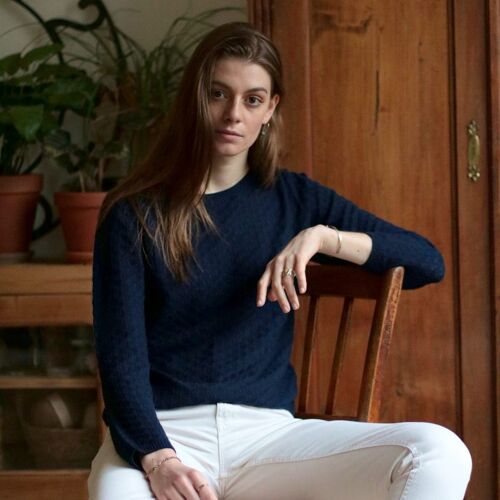 Le Pull Ajouré Mérinos Cachemire Nuit