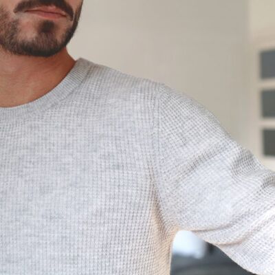 Waffle Merino Cashmere Sweater Arctic Gray