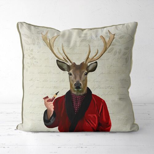 Deer In Smoking Jacket, Deer Pillow, Cushion cover, 45x45cm
