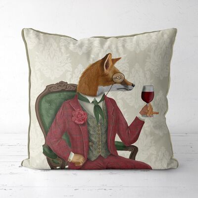 Wine Taster Fox Portrait, Fox Pillow, Cushion cover, 45x45cm