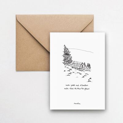 In montagna - card 1015 carta fatta a mano e busta riciclata