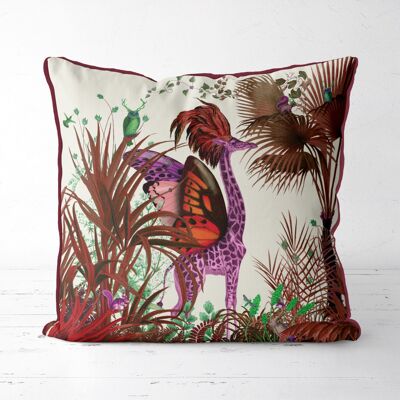 Tropical Giraffes Pillow, Rich Reds, Pillow, Cushion cover, 45x45cm