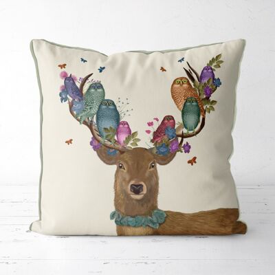 Deer Pillow, Birdkeeper Owls Pillow, Cushion cover, 45x45cm