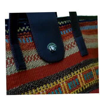 Sac Kilim en cuir noir perlé 6