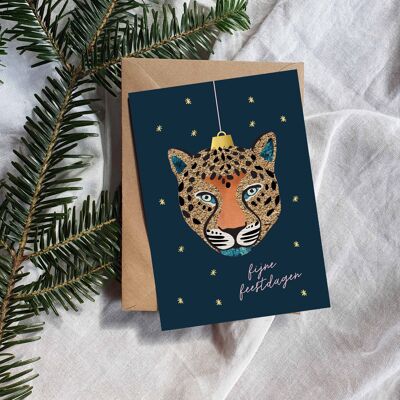 Tarjeta de Navidad - Tarjeta de felicitación - Felices fiestas - Leopardo