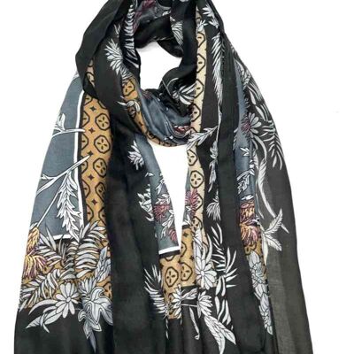 Foulard brillant motif végétal