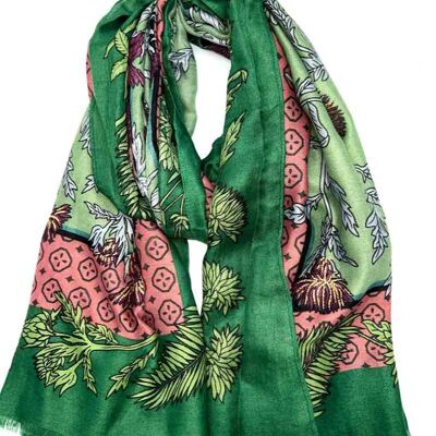 Shiny plant pattern scarf