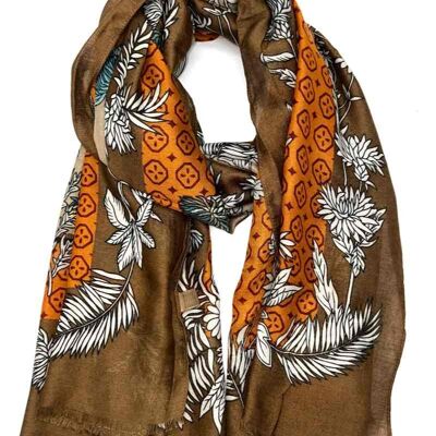 Foulard brillant motif végétal