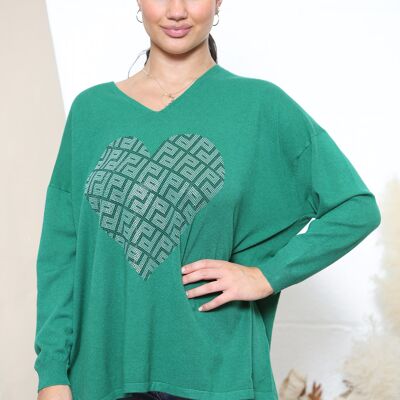 Maglia a cuore verde brillante