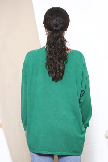 Pull cœur scintillant vert 3