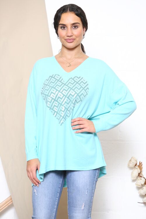 Sky Blue sparkle heart jumper