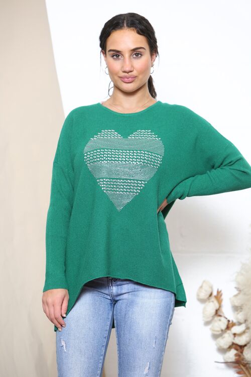 Green Sparkle stripe heart top