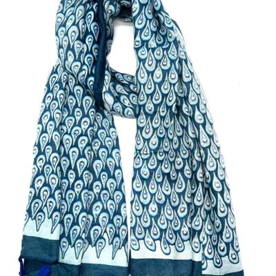 Foulard pompon motif goutte d'eau