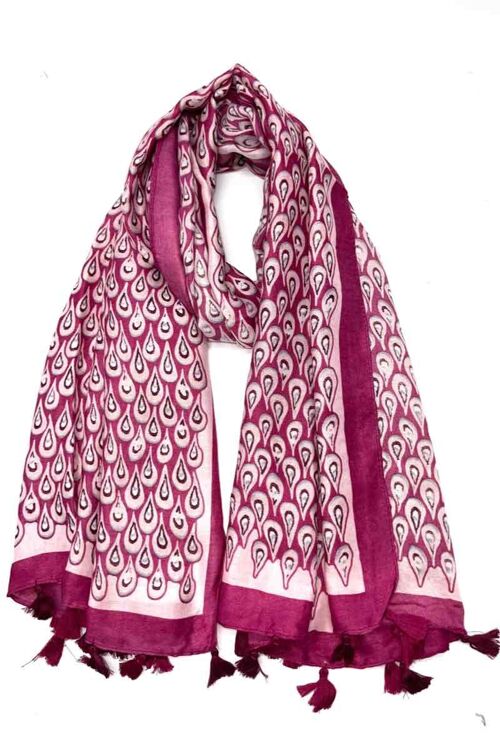 Foulard pompon motif goutte d'eau