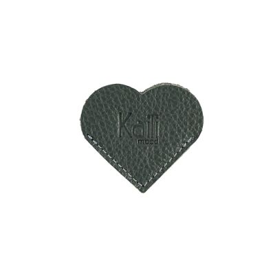 K0038FB | Made in Italy Heart Bookmark in genuine full-grain leather, dollar grain - Gray color - Dimensions: 6 x 5.5 x 0.5 cm - Packaging: rigid bottom/lid Gift Box