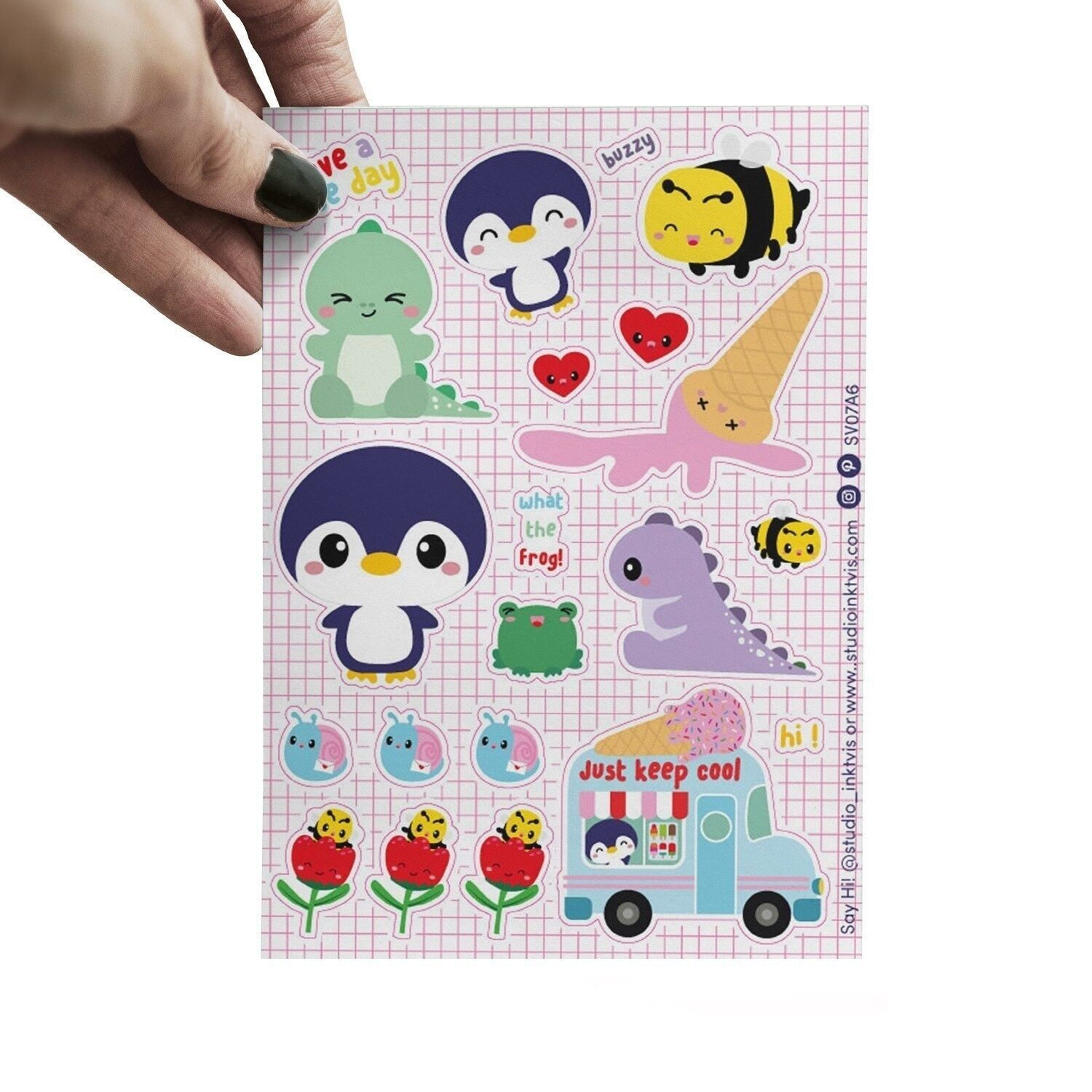 Aufkleberbogen Pinguin und Eiswagen