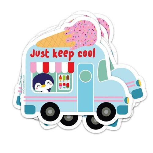 Sticker Ice cream truck JUST KEEP COOL penguin