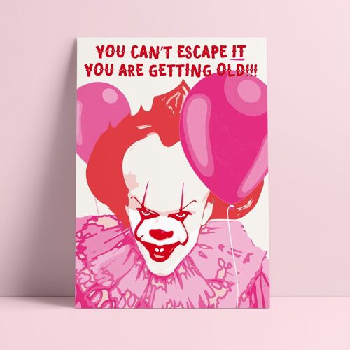 Birthday card Pennywise you can't escape IT risoprint