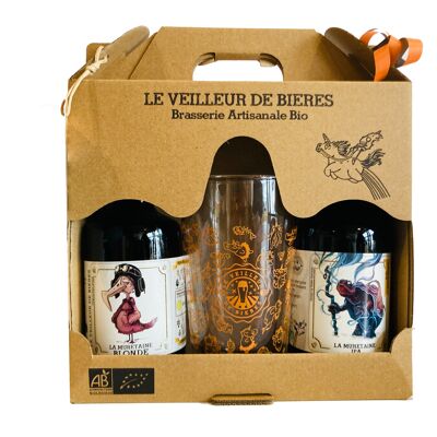 Le Veilleur de Bières bio - Geschenkbox 2x33cl + 1 Glas
