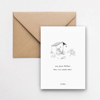 Maison coeur - carte 1015 papier fait main et enveloppe recyclée