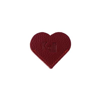 K0038VB | Hergestellt in Italien. Herz-Lesezeichen aus echtem Vollnarbenleder, genarbter Dollar – Farbe Rot – Maße: 6 x 5,5 x 0,5 cm – Verpackung: stabiler Boden/Deckel in Geschenkbox
