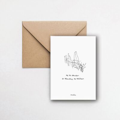 Dulzura y felicidad - tarjeta 1015 papel hecho a mano y sobre reciclado
