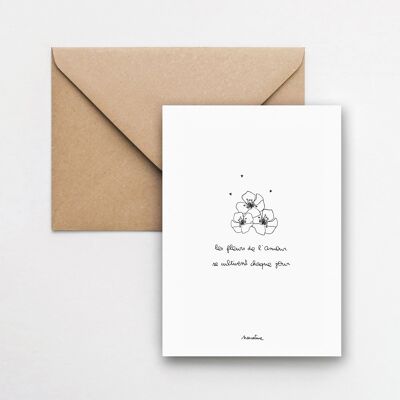 Fleurs de l'amour - carte 1015 papier fait main et enveloppe recyclée
