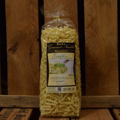 Gourmet organic durum wheat braided pasta, fusilli