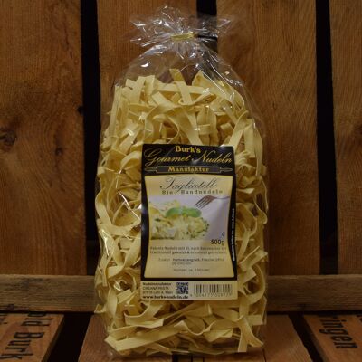 Gourmet organic tagliatelle with egg Tagliatelle made from organic durum wheat semolina and organic egg